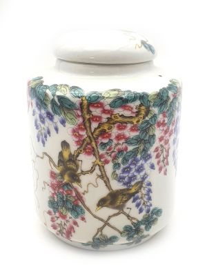 Pequeño Jarrón Chino Colorido - Porcelana - Los pájaros en el árbol en flor