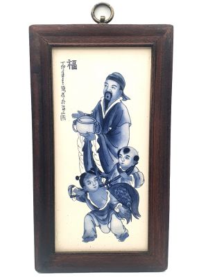 Pequeño Panel de Madera y Porcelana - Confuciano