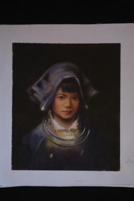 Pintura al óleo china - retrato de la mujer de la minoría Miao - 12