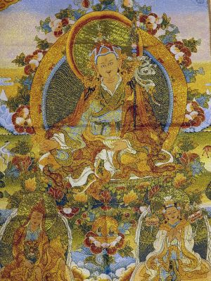 Pintura china - Bordado en seda - Thangka - Maestro nepalí en la flor de loto