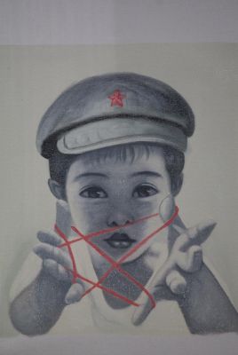 Pintura china sobre lienzo - Artista contemporáneo Zhu Yiyong - Chico joven