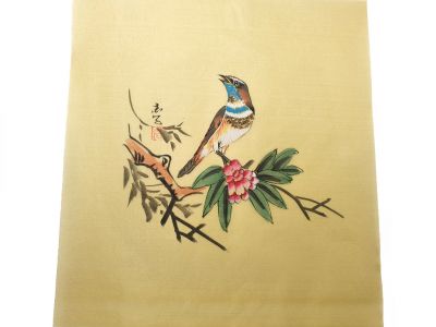 Pinturas Chinasen seda para enmarcar - El pájaro en la flor