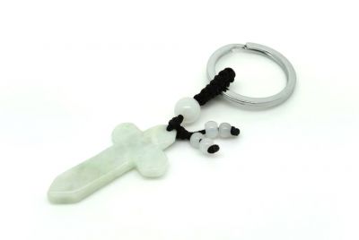 Schlüsselanhänger aus Jade Christian Kreuz