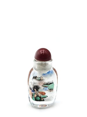 Sehr kleine Glas Schnupftabakflasche - Künstler - Chinesische Landschaft